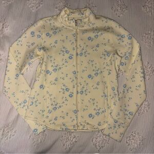 Abercrombie Butter Yellow and Blue Floral Workout Jacket